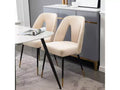Set of 2 Modern Velvet Upholstered Dining Chair with Nailheads and Gold Tipped Black Metal Legs-ModernLuxe
