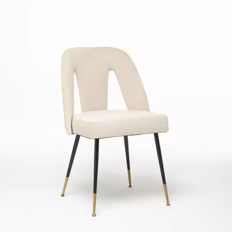 Lot de 2 Chaises de Salle à Manger Modernes Rembourrées en Velours avec Clous Décoratifs et Pieds en Métal Noir à Bout Doré-ModernLuxe