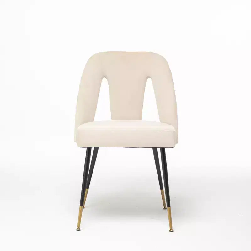 Lot de 2 Chaises de Salle à Manger Modernes Rembourrées en Velours avec Clous Décoratifs et Pieds en Métal Noir à Bout Doré-ModernLuxe
