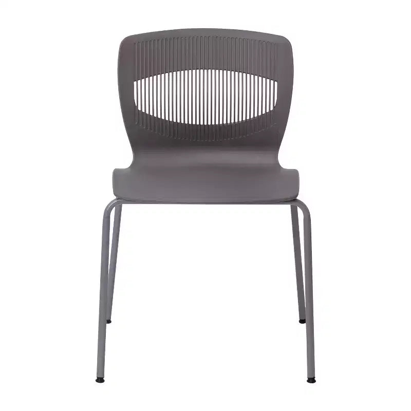 Chaise empilable ergonomique en polypropylène Emma and Oliver, capacité 350 kg, avec support lombaire et structure en acier