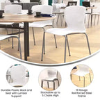Chaise empilable ergonomique en polypropylène Emma and Oliver, capacité 350 kg, avec support lombaire et structure en acier