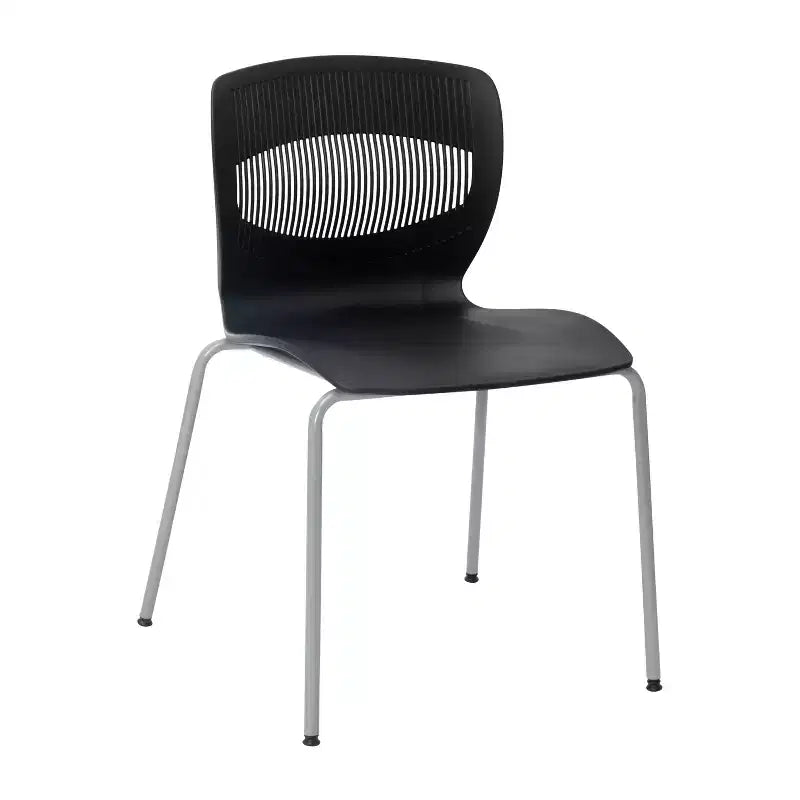 Chaise empilable ergonomique en polypropylène Emma and Oliver, capacité 350 kg, avec support lombaire et structure en acier