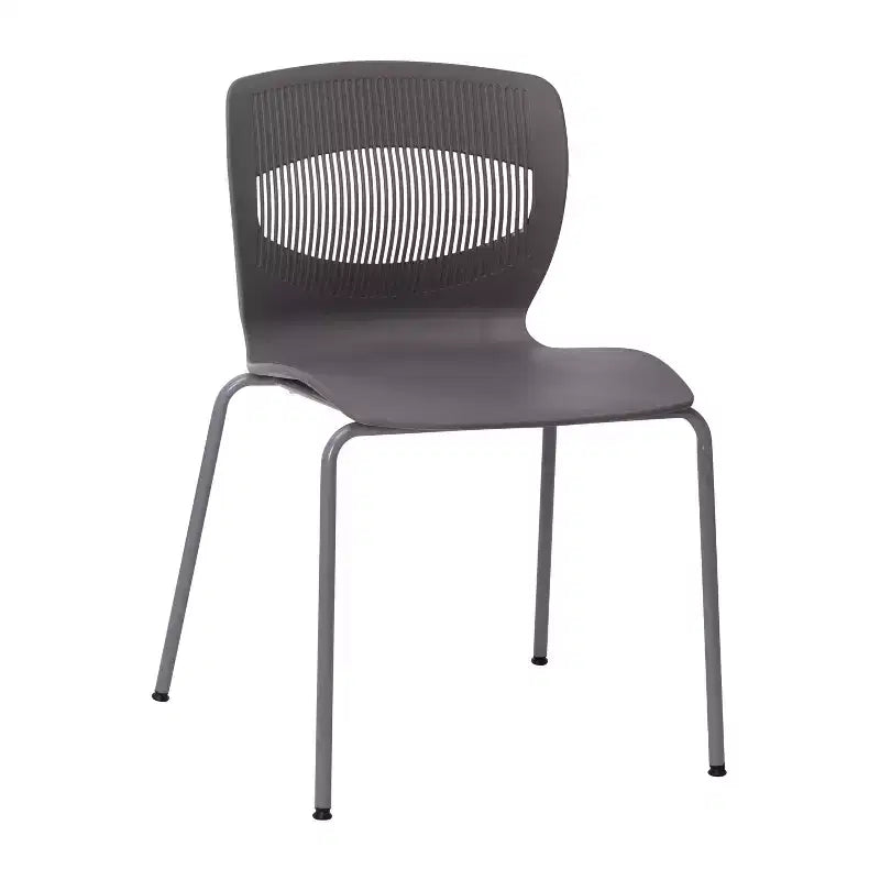 Chaise empilable ergonomique en polypropylène Emma and Oliver, capacité 350 kg, avec support lombaire et structure en acier