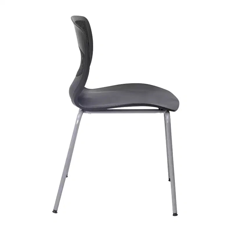 Emma et Oliver Lot de 5 chaises empilables ergonomiques en polypropylène très résistantes avec support lombaire et cadre en acier, capacité de 350 kg