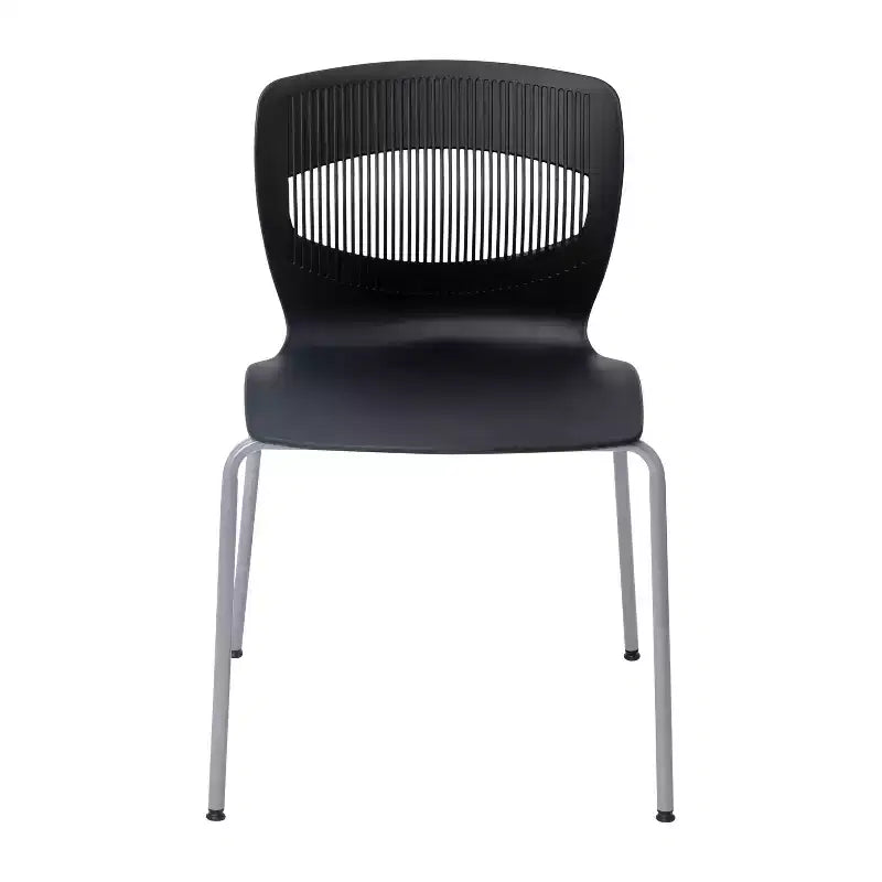 Emma et Oliver Lot de 5 chaises empilables ergonomiques en polypropylène très résistantes avec support lombaire et cadre en acier, capacité de 350 kg
