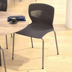 Emma et Oliver Lot de 5 chaises empilables ergonomiques en polypropylène très résistantes avec support lombaire et cadre en acier, capacité de 350 kg