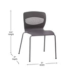 Emma et Oliver Lot de 5 chaises empilables ergonomiques en polypropylène très résistantes avec support lombaire et cadre en acier, capacité de 350 kg