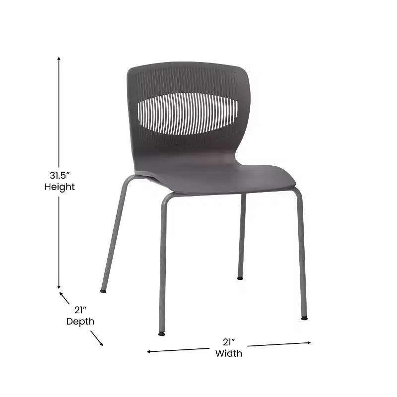 Emma et Oliver Lot de 5 chaises empilables ergonomiques en polypropylène très résistantes avec support lombaire et cadre en acier, capacité de 350 kg