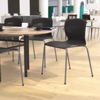 Emma et Oliver Lot de 5 chaises empilables ergonomiques en polypropylène très résistantes avec support lombaire et cadre en acier, capacité de 350 kg