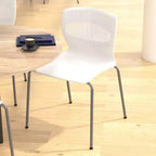 Emma et Oliver Lot de 5 chaises empilables ergonomiques en polypropylène très résistantes avec support lombaire et cadre en acier, capacité de 350 kg