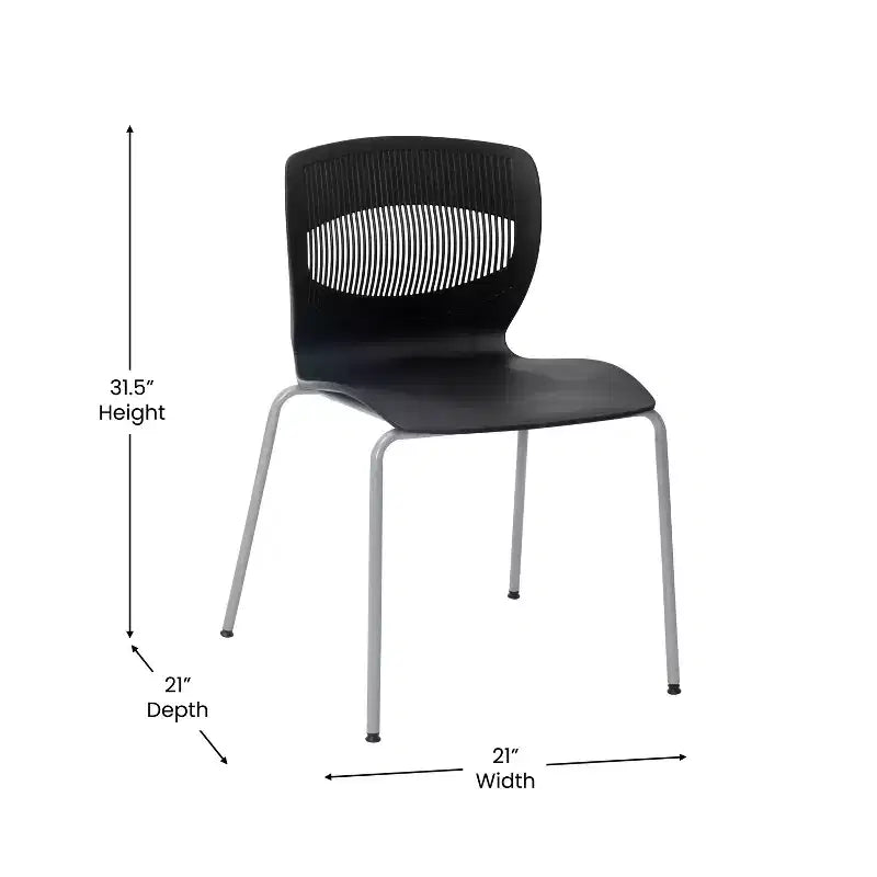 Emma et Oliver Lot de 5 chaises empilables ergonomiques en polypropylène très résistantes avec support lombaire et cadre en acier, capacité de 350 kg