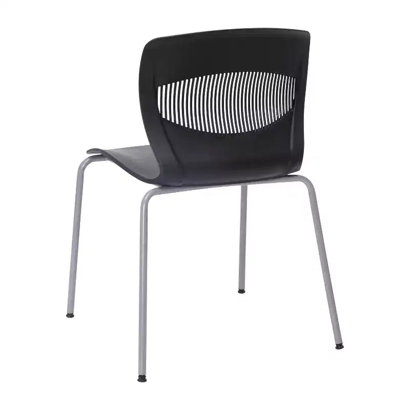 Emma et Oliver Lot de 5 chaises empilables ergonomiques en polypropylène très résistantes avec support lombaire et cadre en acier, capacité de 350 kg
