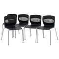 Emma and Oliver Set of 5 Heavy Duty 770 lb. Capacity Ergonomic Polypropylene Stack Chair with Lumbar Support and Steel Frame