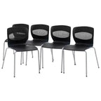 Emma and Oliver Set of 5 Heavy Duty 770 lb. Capacity Ergonomic Polypropylene Stack Chair with Lumbar Support and Steel Frame