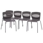 Emma et Oliver Lot de 5 chaises empilables ergonomiques en polypropylène très résistantes avec support lombaire et cadre en acier, capacité de 350 kg