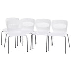 Emma et Oliver Lot de 5 chaises empilables ergonomiques en polypropylène très résistantes avec support lombaire et cadre en acier, capacité de 350 kg