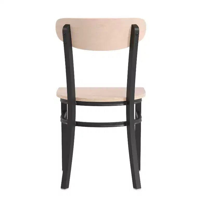 Chaise de salle à manger industrielle Emma and Oliver avec cadre en acier laminé et assise en bois massif – Capacité de poids statique de 500 lb