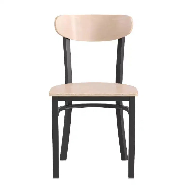 Chaise de salle à manger industrielle Emma and Oliver avec cadre en acier laminé et assise en bois massif – Capacité de poids statique de 500 lb