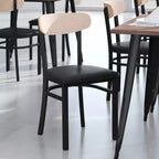 Chaise de salle à manger industrielle Emma and Oliver avec cadre en acier laminé et assise en bois massif – Capacité de poids statique de 500 lb