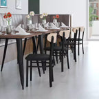 Chaise de salle à manger industrielle Emma and Oliver avec cadre en acier laminé et assise en bois massif – Capacité de poids statique de 500 lb