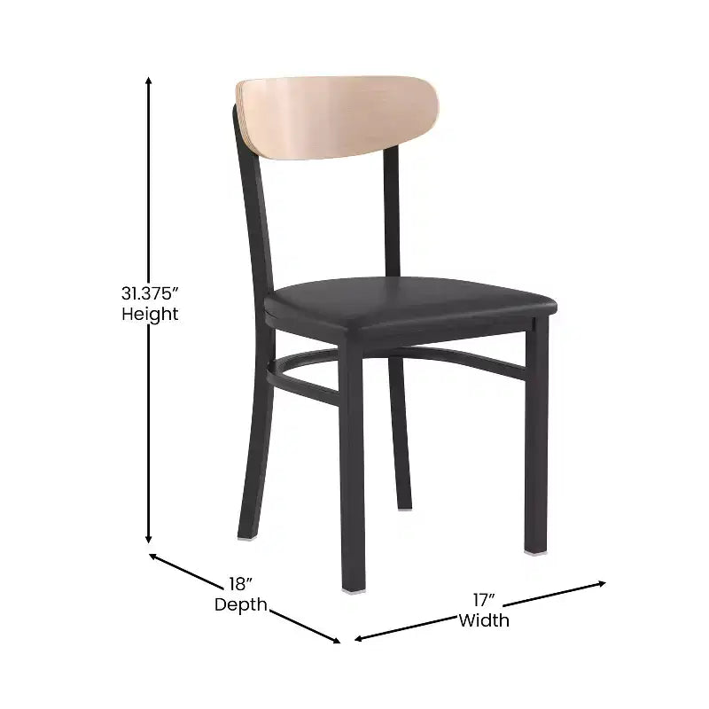 Chaise de salle à manger industrielle Emma and Oliver avec cadre en acier laminé et assise en bois massif – Capacité de poids statique de 500 lb