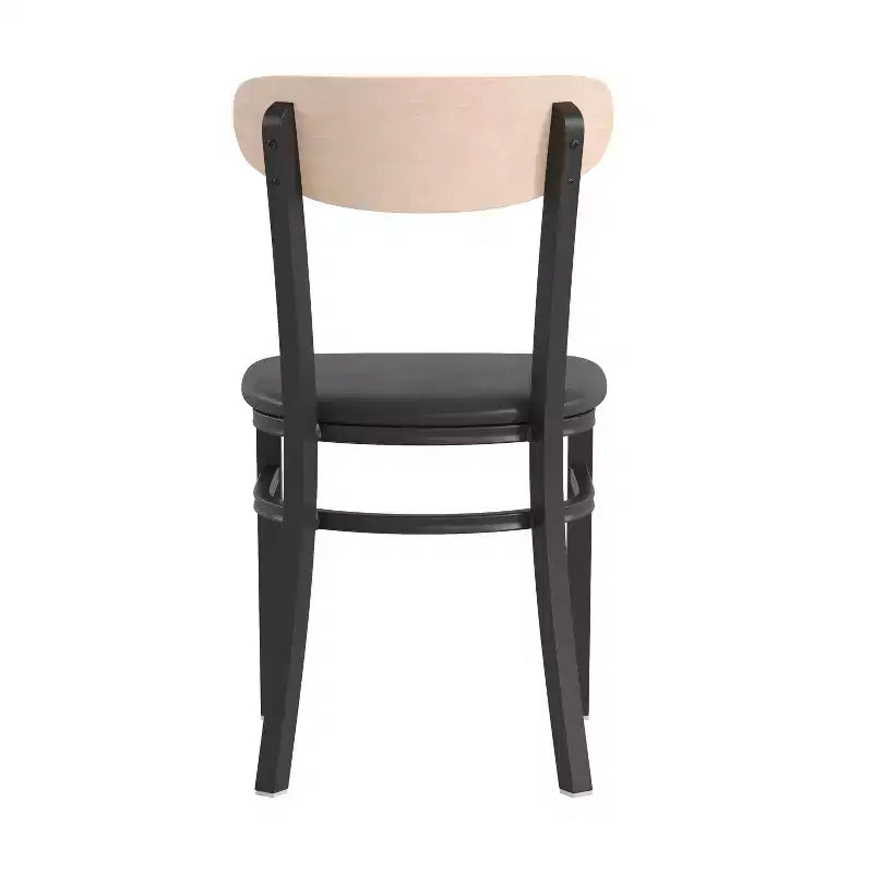 Chaise de salle à manger industrielle Emma and Oliver avec cadre en acier laminé et assise en bois massif – Capacité de poids statique de 500 lb