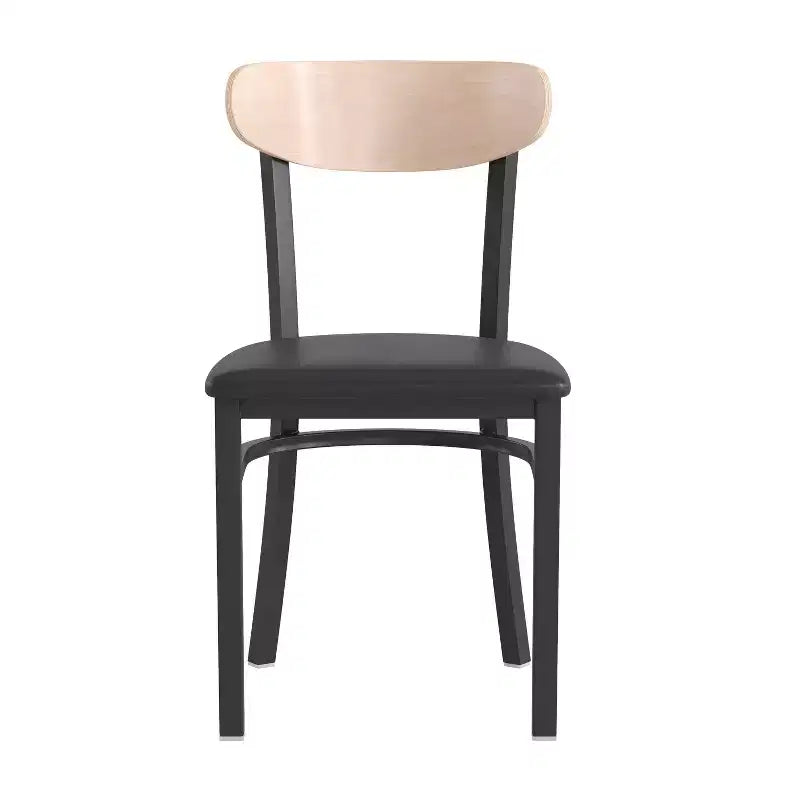 Chaise de salle à manger industrielle Emma and Oliver avec cadre en acier laminé et assise en bois massif – Capacité de poids statique de 500 lb