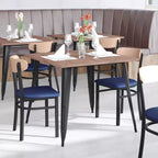 Chaise de salle à manger industrielle Emma and Oliver avec cadre en acier laminé et assise en bois massif – Capacité de poids statique de 500 lb