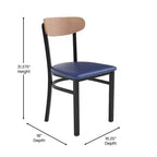 Chaise de salle à manger industrielle Emma and Oliver avec cadre en acier laminé et assise en bois massif – Capacité de poids statique de 500 lb