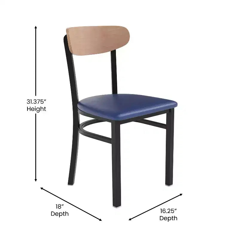 Chaise de salle à manger industrielle Emma and Oliver avec cadre en acier laminé et assise en bois massif – Capacité de poids statique de 500 lb