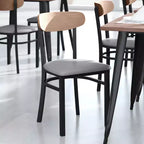 Chaise de salle à manger industrielle Emma and Oliver avec cadre en acier laminé et assise en bois massif – Capacité de poids statique de 500 lb