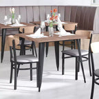 Chaise de salle à manger industrielle Emma and Oliver avec cadre en acier laminé et assise en bois massif – Capacité de poids statique de 500 lb