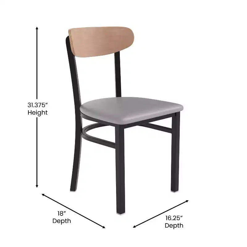 Chaise de salle à manger industrielle Emma and Oliver avec cadre en acier laminé et assise en bois massif – Capacité de poids statique de 500 lb