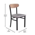 Chaise de salle à manger industrielle Emma and Oliver avec cadre en acier laminé et assise en bois massif – Capacité de poids statique de 500 lb