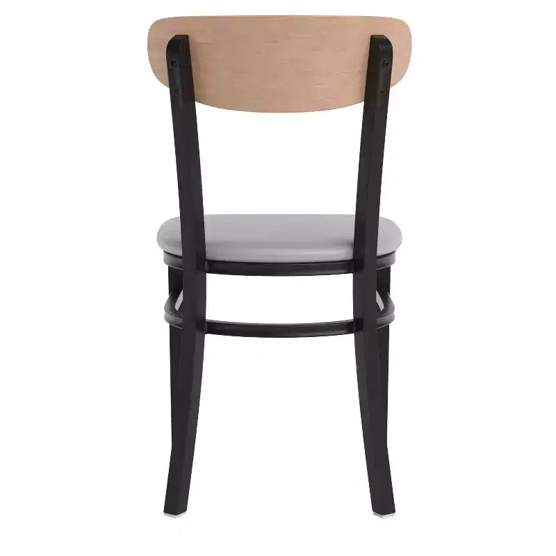 Chaise de salle à manger industrielle Emma and Oliver avec cadre en acier laminé et assise en bois massif – Capacité de poids statique de 500 lb