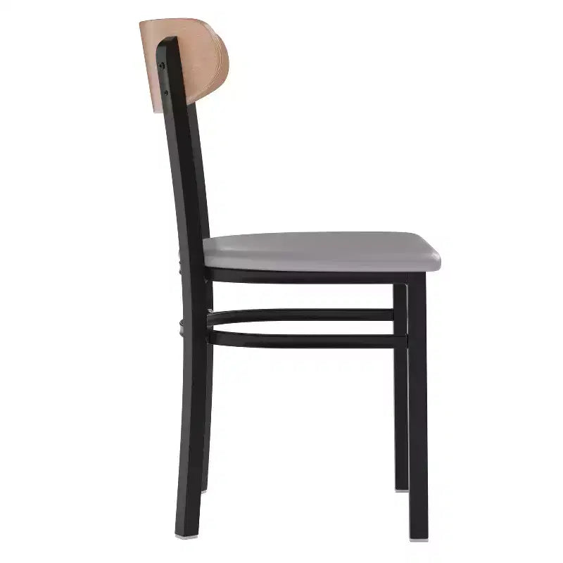 Chaise de salle à manger industrielle Emma and Oliver avec cadre en acier laminé et assise en bois massif – Capacité de poids statique de 500 lb