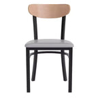 Chaise de salle à manger industrielle Emma and Oliver avec cadre en acier laminé et assise en bois massif – Capacité de poids statique de 500 lb