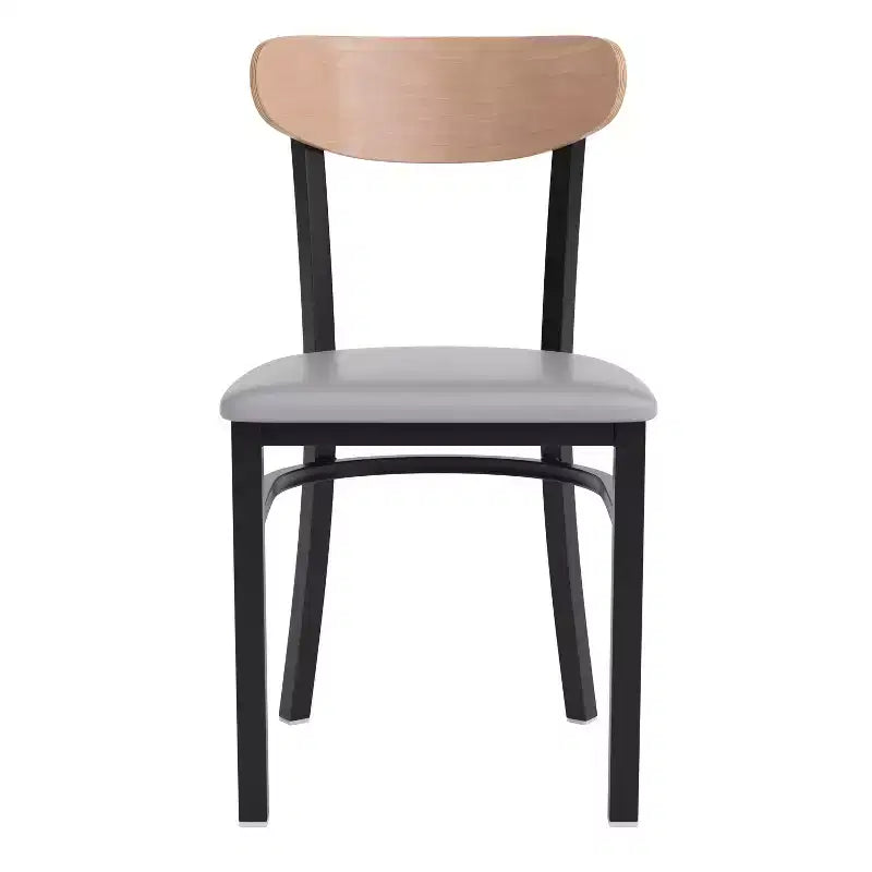 Chaise de salle à manger industrielle Emma and Oliver avec cadre en acier laminé et assise en bois massif – Capacité de poids statique de 500 lb