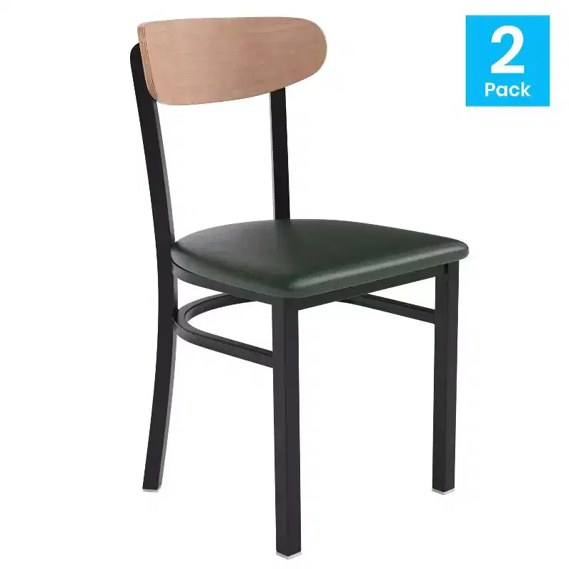 Chaise de salle à manger industrielle Emma and Oliver avec cadre en acier laminé et assise en bois massif – Capacité de poids statique de 500 lb