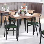 Chaise de salle à manger industrielle Emma and Oliver avec cadre en acier laminé et assise en bois massif – Capacité de poids statique de 500 lb