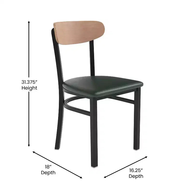 Chaise de salle à manger industrielle Emma and Oliver avec cadre en acier laminé et assise en bois massif – Capacité de poids statique de 500 lb