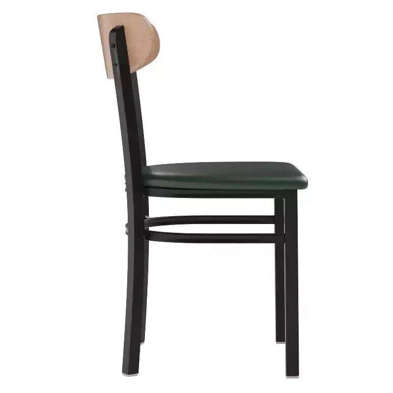 Chaise de salle à manger industrielle Emma and Oliver avec cadre en acier laminé et assise en bois massif – Capacité de poids statique de 500 lb