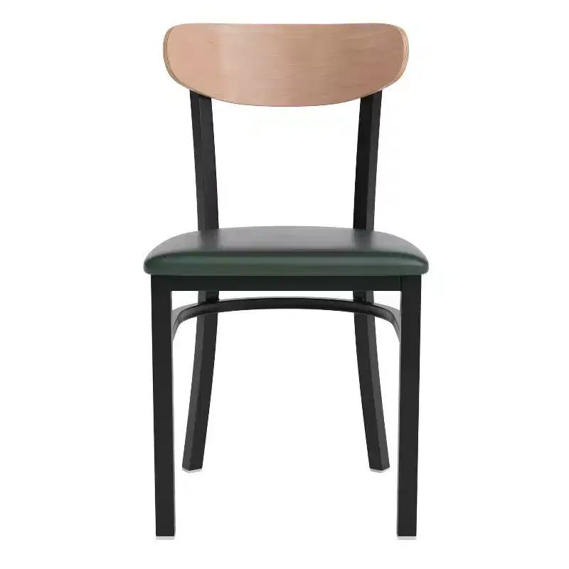 Chaise de salle à manger industrielle Emma and Oliver avec cadre en acier laminé et assise en bois massif – Capacité de poids statique de 500 lb