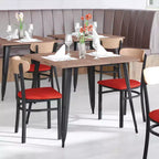 Chaise de salle à manger industrielle Emma and Oliver avec cadre en acier laminé et assise en bois massif – Capacité de poids statique de 500 lb