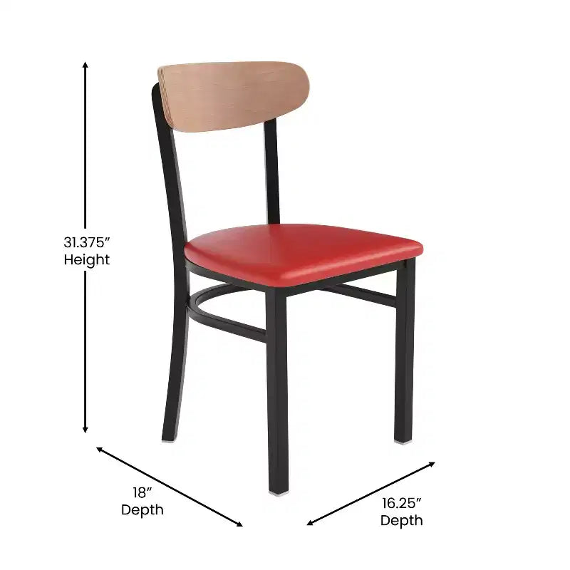 Chaise de salle à manger industrielle Emma and Oliver avec cadre en acier laminé et assise en bois massif – Capacité de poids statique de 500 lb