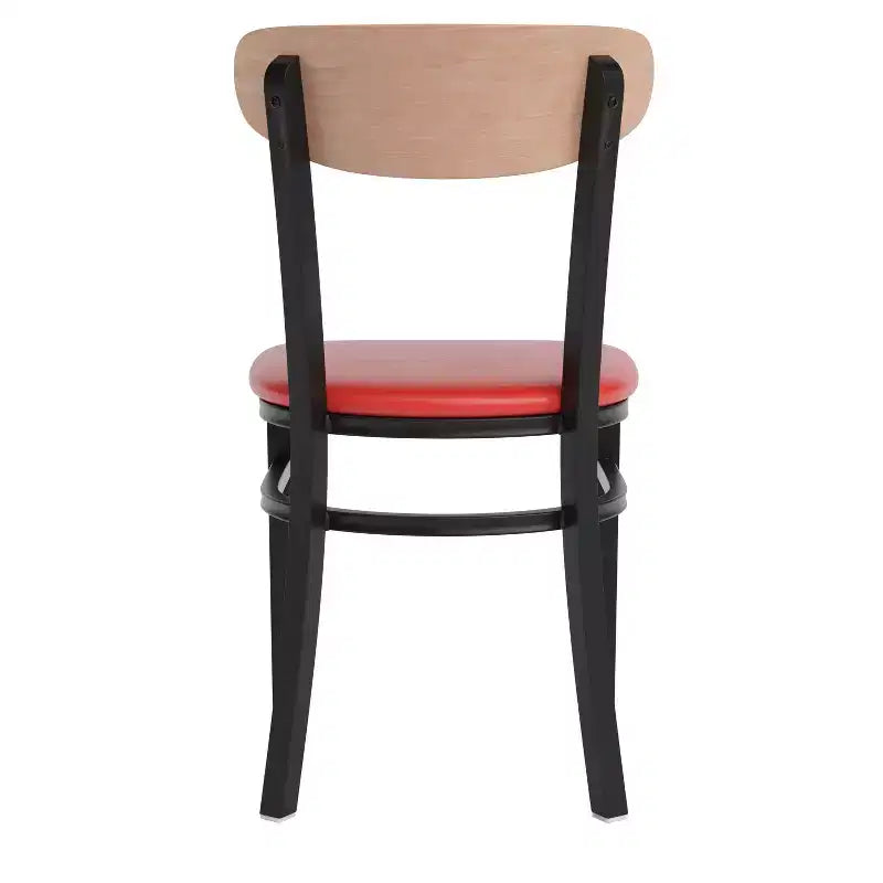 Chaise de salle à manger industrielle Emma and Oliver avec cadre en acier laminé et assise en bois massif – Capacité de poids statique de 500 lb