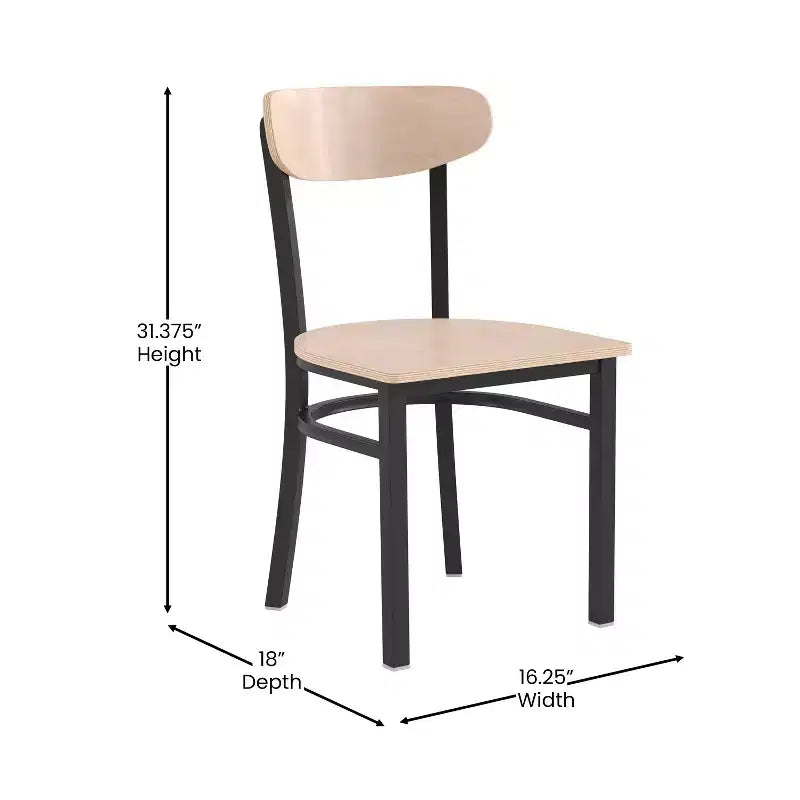 Chaise de salle à manger industrielle Emma and Oliver avec cadre en acier laminé et assise en bois massif – Capacité de poids statique de 500 lb