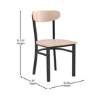 Chaise de salle à manger industrielle Emma and Oliver avec cadre en acier laminé et assise en bois massif – Capacité de poids statique de 500 lb
