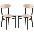 Chaise de salle à manger industrielle Emma and Oliver avec cadre en acier laminé et assise en bois massif – Capacité de poids statique de 500 lb