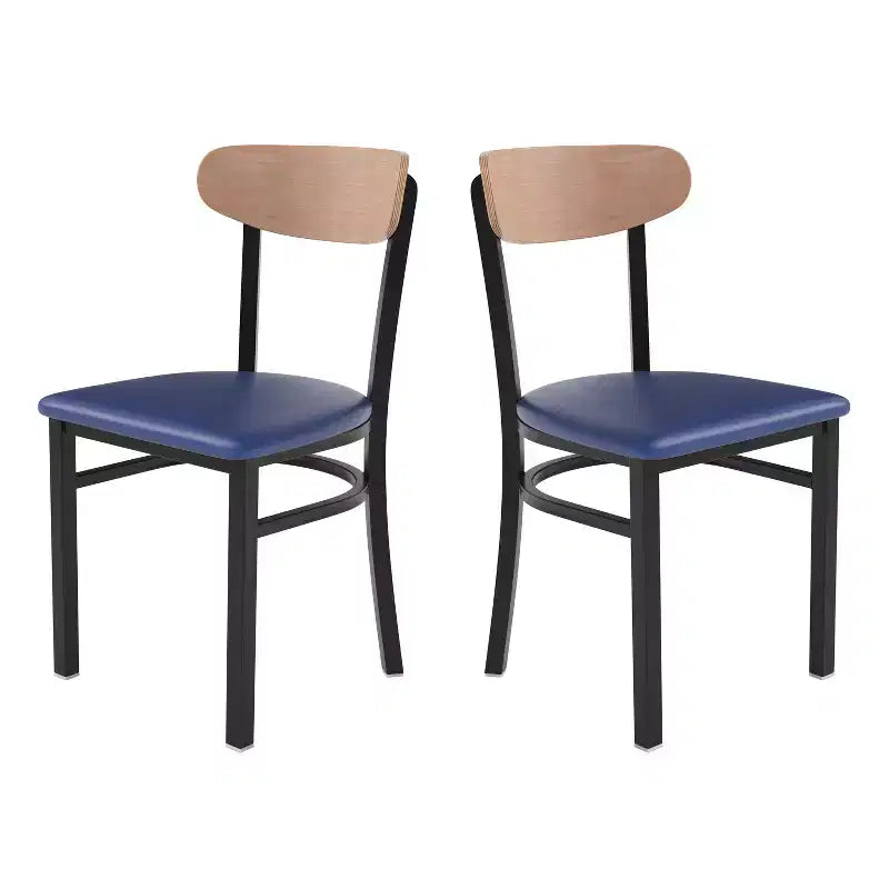 Chaise de salle à manger industrielle Emma and Oliver avec cadre en acier laminé et assise en bois massif – Capacité de poids statique de 500 lb